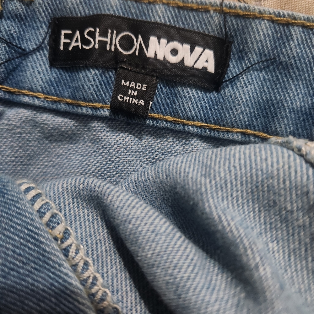 Fashion Nova Women's Strapless Blue Denim Jumpsuit - Picture 4 of 7